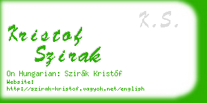 kristof szirak business card